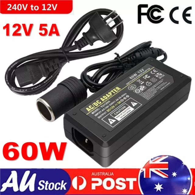 AC 240V to 12V Converter Car Cigarette Lighter Power Socket Adapter Charger 5A