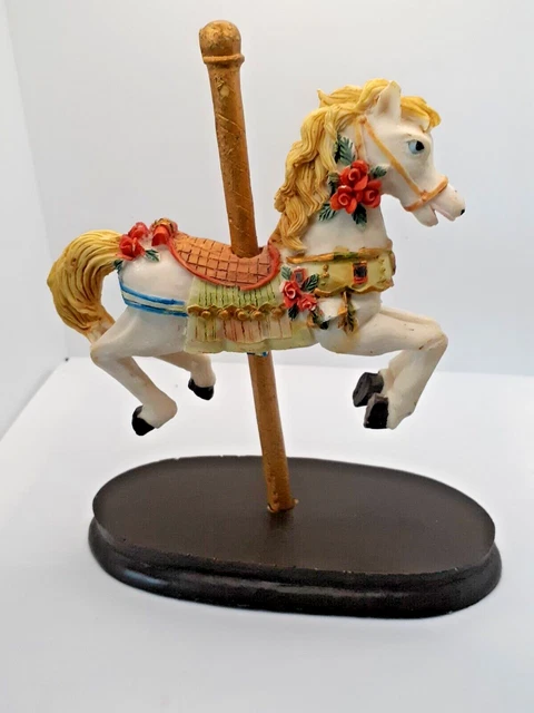 Vintage Resin Carousel Horse With Wood Base
