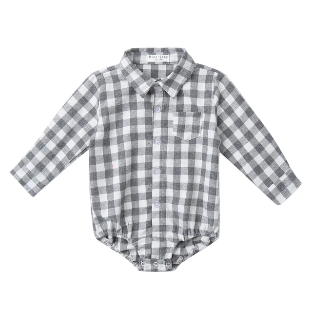 Tuta monopezzo camicia neonato bambini vestiti a quadretti manica lunga bambini 7