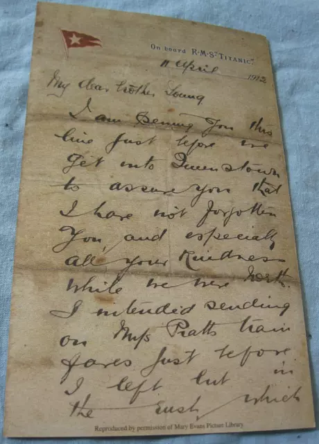 White Star Line TITANIC Letter Wrote on Ship before Disaster Old Retro Signed UK