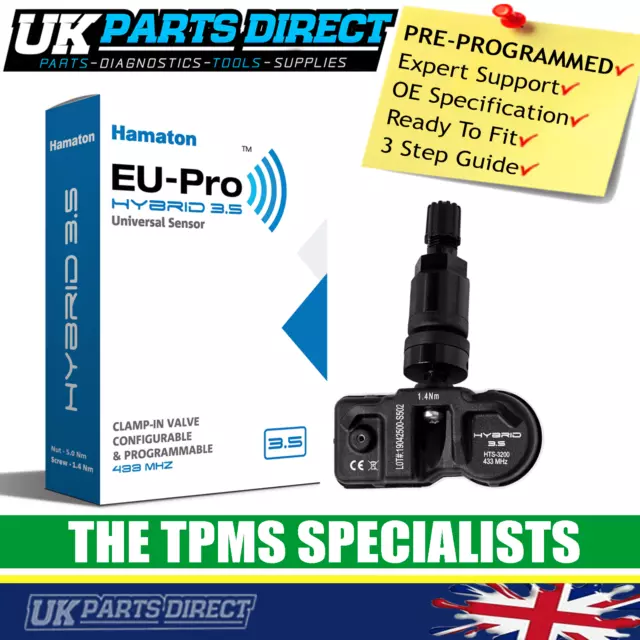 TPMS Tyre Pressure Sensor for Nissan Tiida (14-16) - BLACK STEM - PRE-CODED