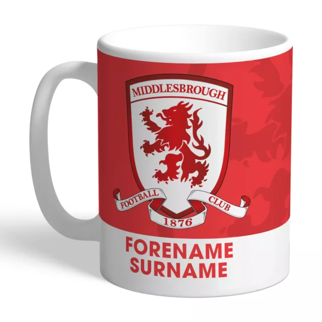 Middlesbrough Mug. Official Personalised Cup With Your Name And Club Badge