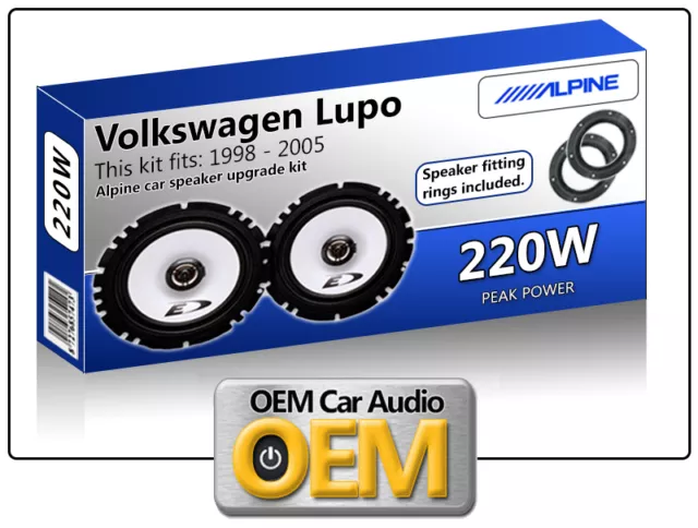 VW Lupo Front Door speakers Alpine car speaker kit with Adapter Pods 220W Max