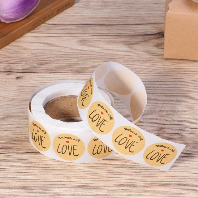 500 Blatt / Volumen Nette Runde Label Kraftpapier Dicht Aufkleber Roll Decals Ha