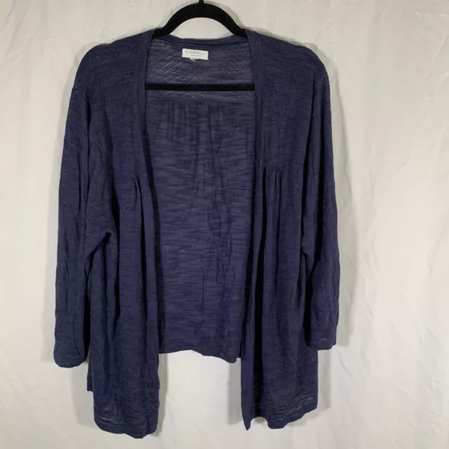 Charter Club Cardigan Women’s XL Heathered Blue Knit Open Front Long Sleeve