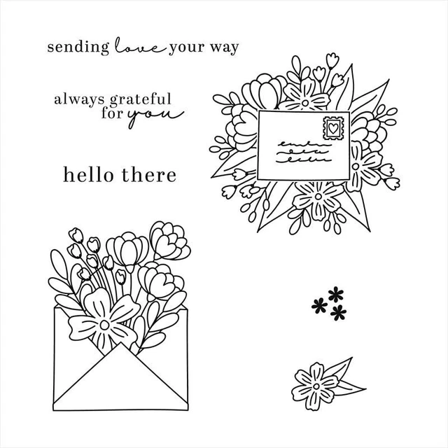 Scrapbooking Clear Stamps Cutting Dies Envelope Bouquets  Metal DIY Card Making