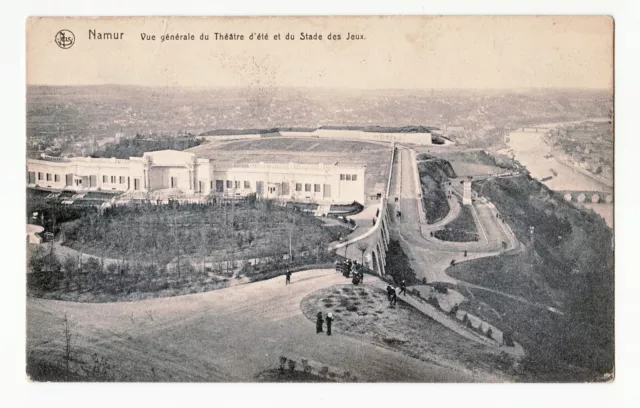 AK Feldpostkarte 1914 Namur, Belgien: Theater+Stadion, gel. nach Dresden