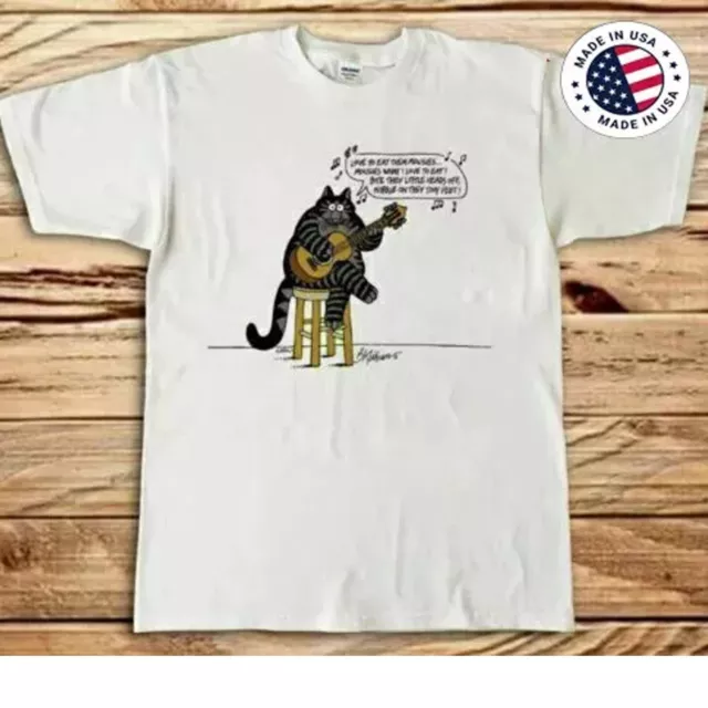 SALE!! -Funny T Shirt B Kliban Cat Guitar Player Men's Unisex T-Shirt Size S-5XL