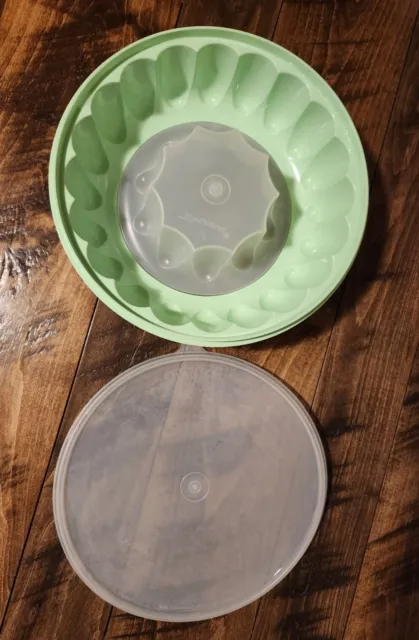 Tupperware Vintage 3 Piece Jello Mold Ice Ring Mint Green Clean Great Condition