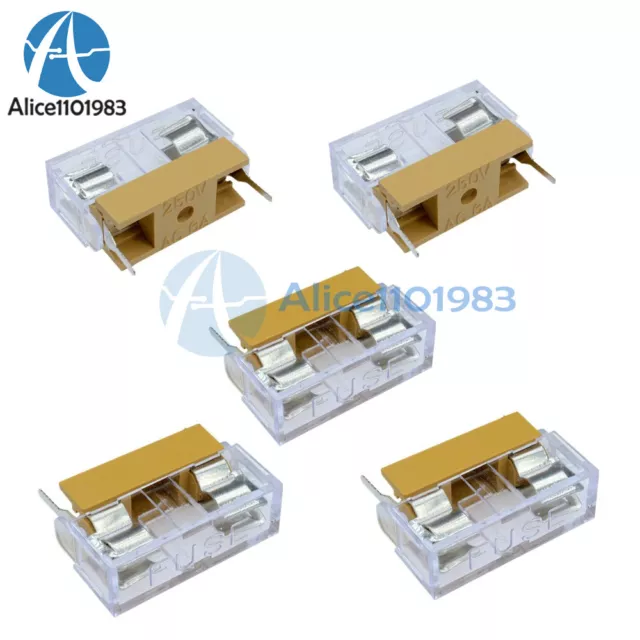 20PCS Panel Mount PCB Fuse Holder Case With Cover For 5x20mm Fuse 250V 6A