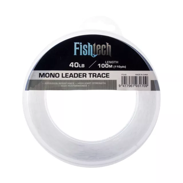 Fishtech Hi Tensile Mono Leader 40lb 100m