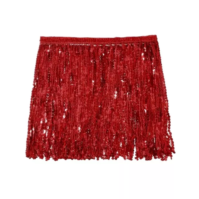 Beach Belly Skirt Sequins Tassels Fringe Mini Skirt Hip Scarf Rave Party Costume