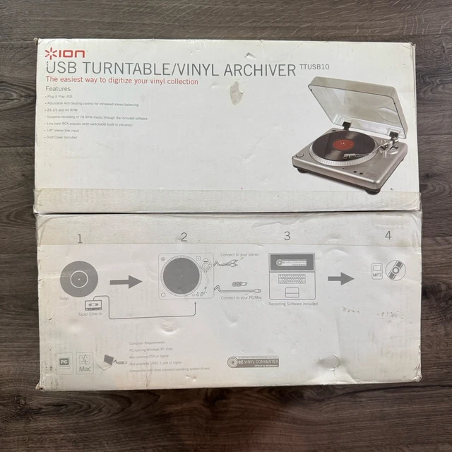 Platine Vinyle ION ITTUSB USB - Numériser Vos Vinyles Sur PC/MAC - Boîte D'origine