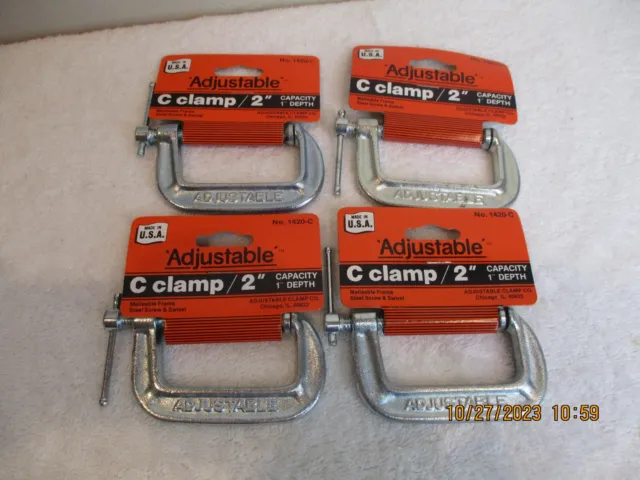 NEW 4 Adjustable Clamp Co USA Malleable C Clamp 1420-C Vintage-R11-9031