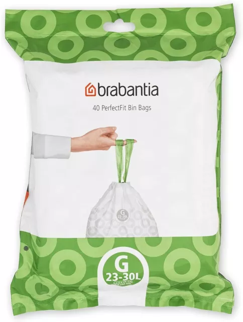 Brabantia Pack Of 40 Perfect FIT Bin Bags Liners Size G 23-30L Extra Strong