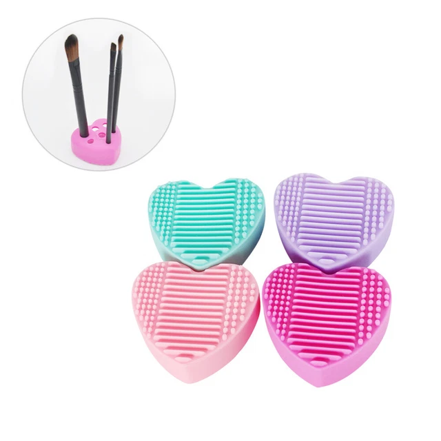 4 PIEZAS Pincel de silicona Manguito de limpieza portátil Maquillaje Pincel Limpieza Paleta