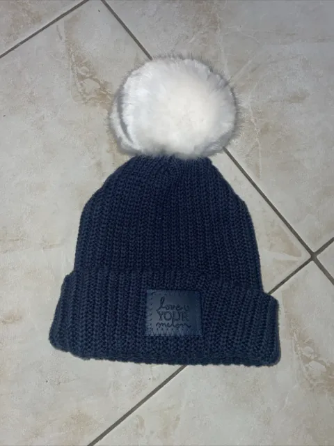 Love Your Melon Navy Beanie White Pom Light Up NWOT