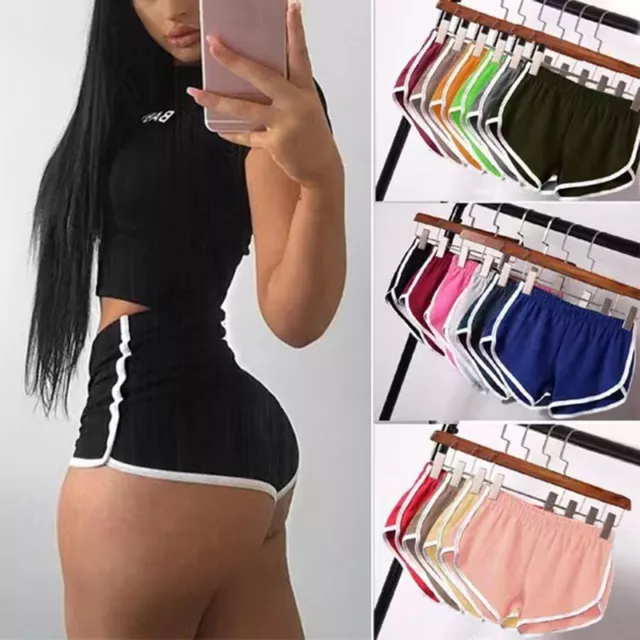 Hot Pants Shorts Sport Pants Homewear Yoga Shorts Solid Color Elastic High Waist