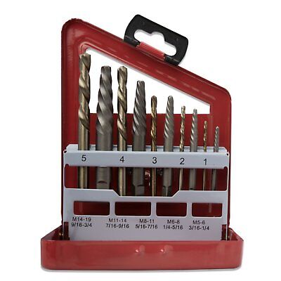 10pc Screw Extractor and Cobalt Left Hand Drill Bit Set,Bolt and Stud Removers