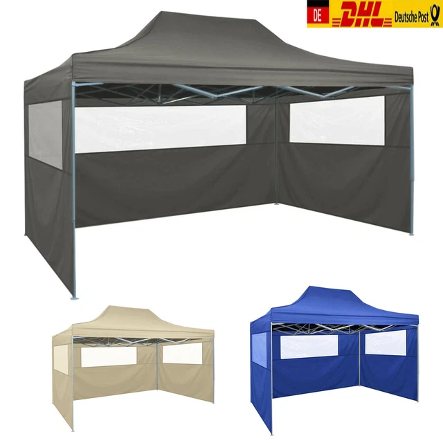 Faltzelt Faltpavillon 3x4,5m Partyzelt Gartenzelt Klappzelt Marktstand 3 Wänden