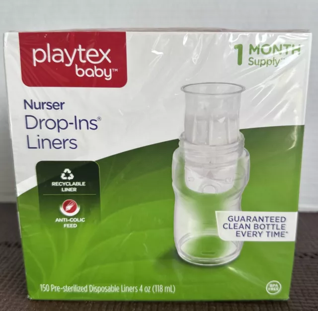 Playtex Nurser Drop in Liners Disposable Bottle 4oz 150 Ct. New Sealed