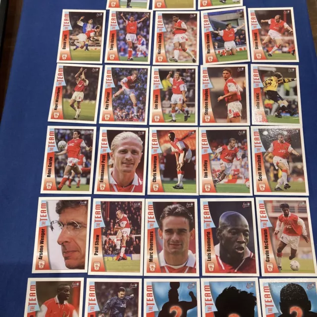 Futera Arsenal FC 1997- x28 carte quasi complete sottoinsieme ""The Team"", Wenger ecc.