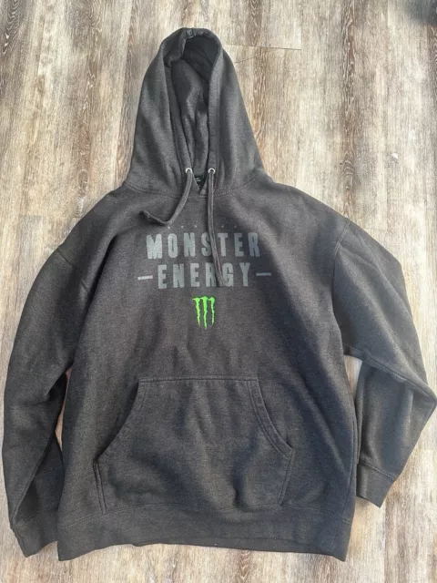 Monster Energy Drink Hoodie XL Charcoal Heather Gray Sweatshirt