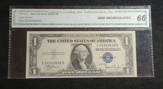 1935 C $1 Silver Certificate FR.1612 SD Block Gem Uncirculated