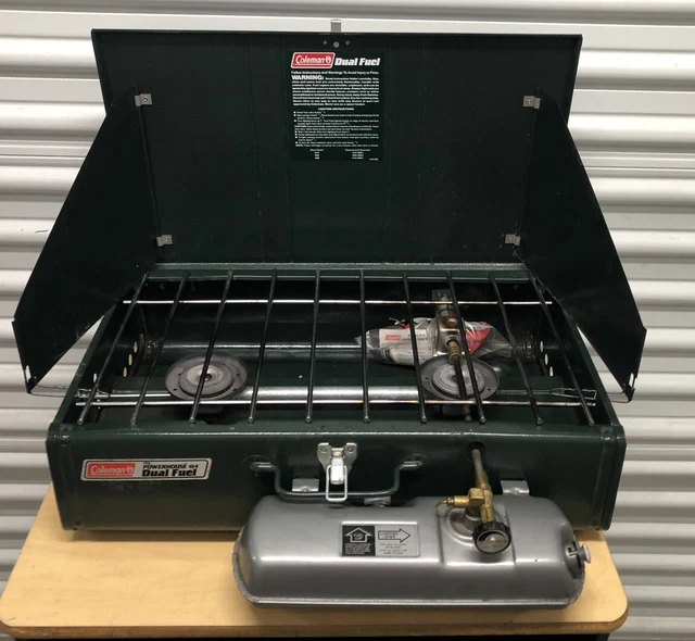 VINTAGE COLEMAN 424700 Dual Fuel 2Burner Outdoor Stove W/ Original