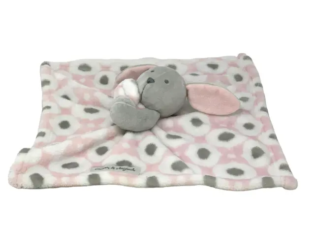 BLANKETS & BEYOND Baby Bunny Rabbit Lovey Pink White Gray Patterned EUC 3