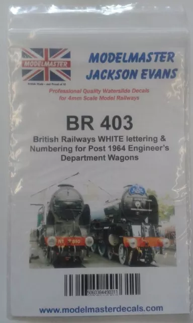 Decals for BR 1965-90s Engin. Dept. Wagons Modelmaster MMBR403