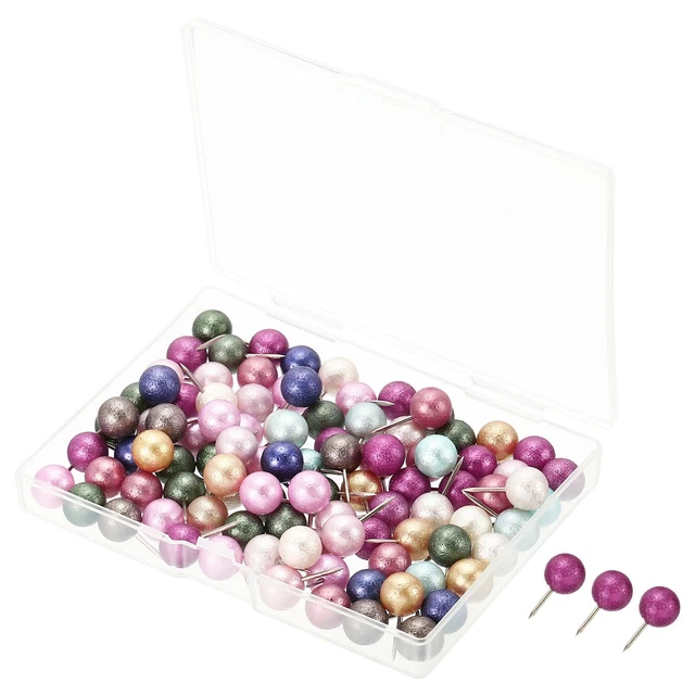 Spingi Perni,100pz Plastica Rotondo Testa Pollice Acciaio Punto,Multicolore
