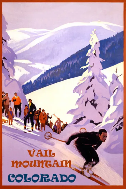 Winter Sports Vail Mountain Colorado Ski Downhill  Skiing Snowboarding Poster