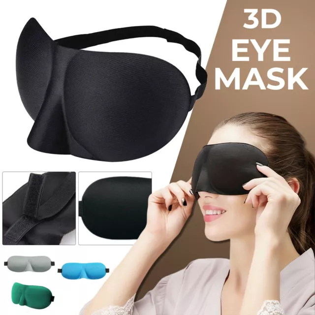 3D Soft Padded Eye Mask Sleep Night Eyepatch Mask Cover Travel Rest Blindfold UK