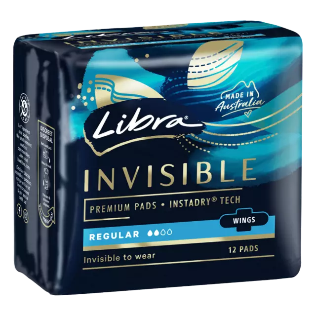 Libra Invisible Regular with Wings 12 Pads InstaDry Tech Absorbent Core