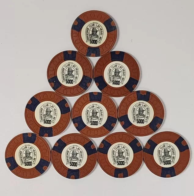 Lot of (10) $5000 Binions Horseshoe Casino Poker Chips - Vintage Las Vegas Lot of (10) $5000 Binions Horseshoe Casino Poker Chips - Vintage Las Vegas