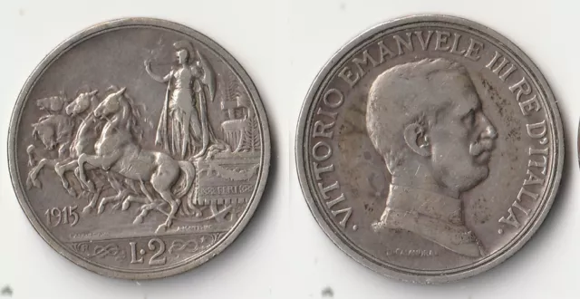 1915 Italy 2 lire silver coin