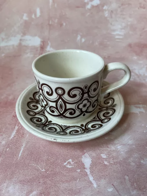 Vintage Biltons Teacup And Saucer Celtic Rose Pattern Retro Brown Style MCM