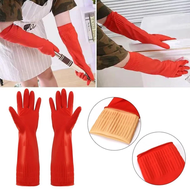 1 PAIR THICK Heavy Duty Rubber Gloves Extra Long Protective Gauntlets