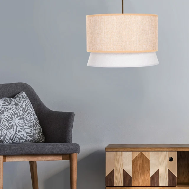 Abat-Jour Plafond Rotin Boho H15cm Ø12cm - Style Naturel Pour E27 E26 Suspension Lampe