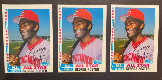 1982 Topps #342 GEORGE FOSTER (Error and Correct) Missing Autograph Reds NRMT
