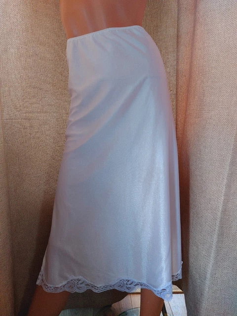 Splendida Gonna Sottogonna Vintage Contesa Mezza Slip Bianca Taglia 14/16 #293