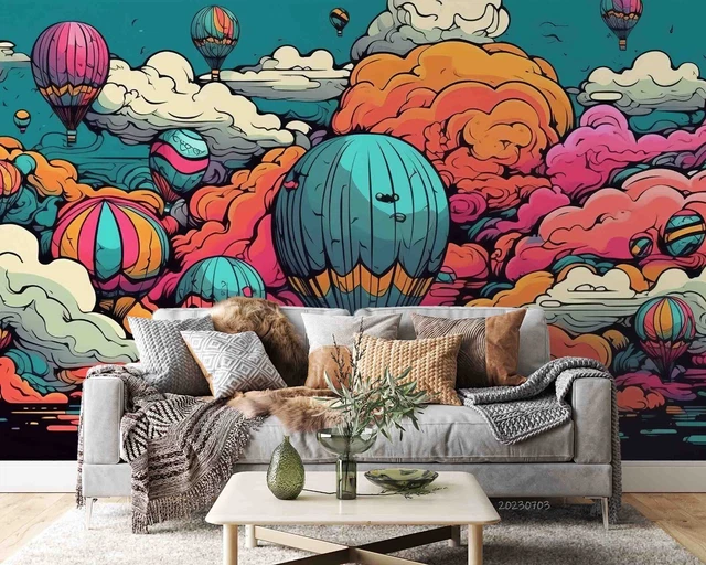 3D CLOUD HOT Air Balloon Wall Murals Wallpaper Murals Wall Sticker Wall