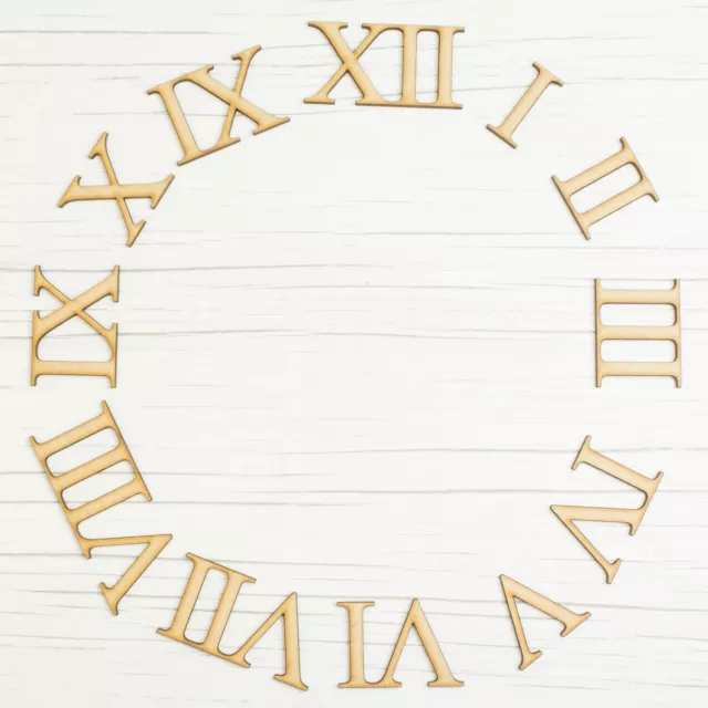 Wooden Clock Numbers - Roman Numerals - Laser Cut Wood Numbers Craft Pieces DIY 2