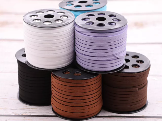 Cuerda de cuero sintético plano suave de 5 mm con cuerda de joyería artesanías reparaciones 45 metros Cuerda de cuero sintético plano suave de 5 mm con cuerda de joyería artesanías reparaciones 45 metros