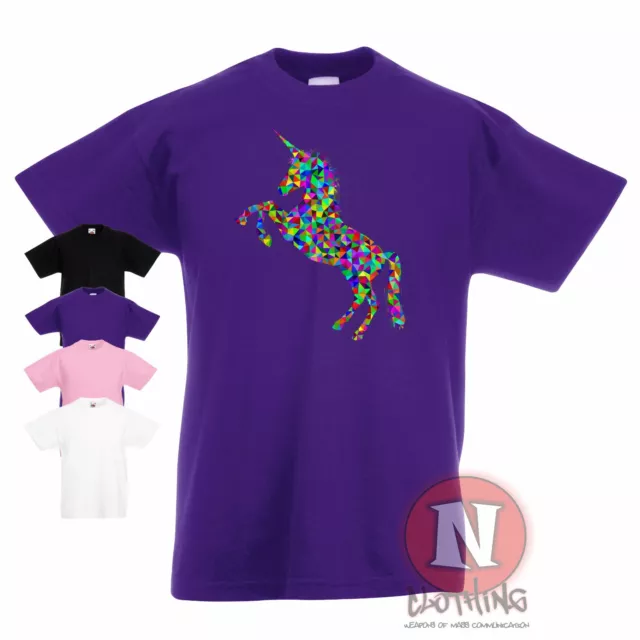 Rainbow Unicorn graphic Childrens Kids t-shirt 3-13 years horses pony fairytale