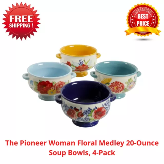 The Pioneer Woman Floral Medley 20-Ounce Soup Bowls, 4-Pack