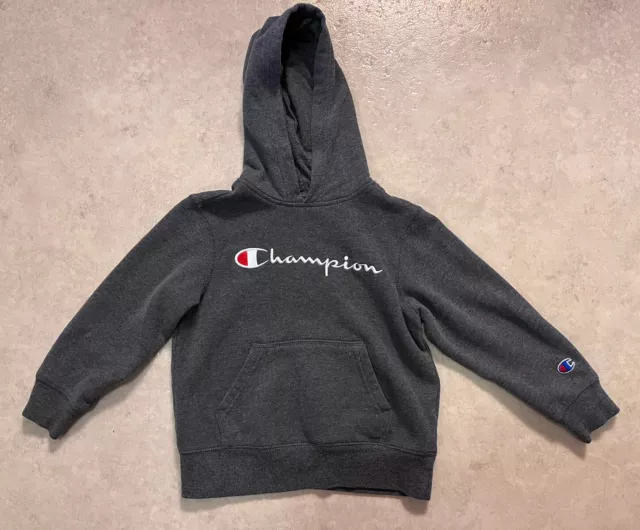 Champion Hoodie Pullover Sweatshirt ✅ Size 5 ✅ Embroidered Logo ✅ Dark Gray