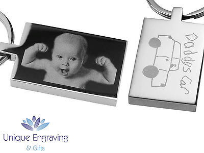 Personalised Photo Engraved Rectangle Keyring Keychain - Dad / Fathers Day Gift! 2
