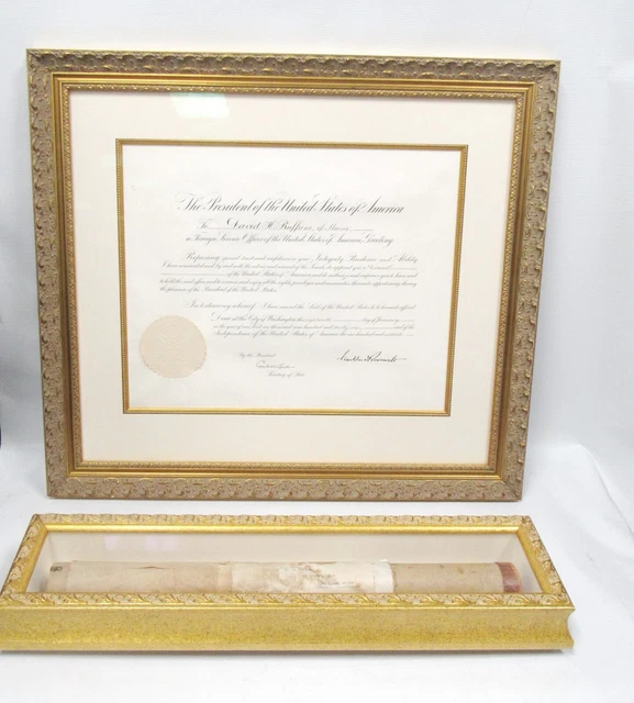 1936 FRANKLIN D. ROOSEVELT Stamped Signature Foreign Service Award David Buffum